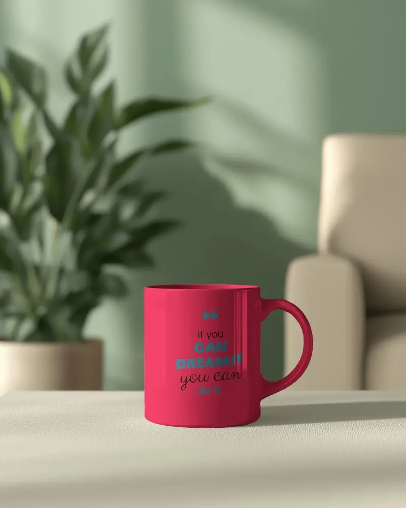 Stylish Mug In Soft Light With Blank Design Space Surrounded By Plants Ideal For Personalized Graphics