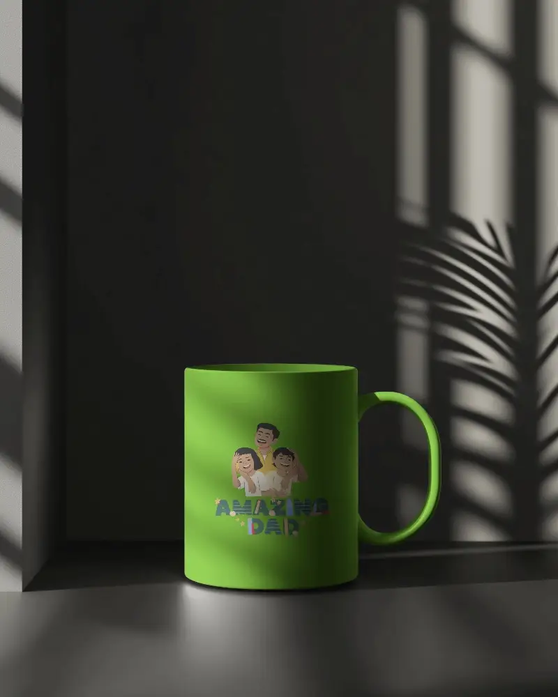 Dramatic Lighting Ceramic Mug Mockup In Modern Minimalist Setting With Strong Contrast Shadow 0194