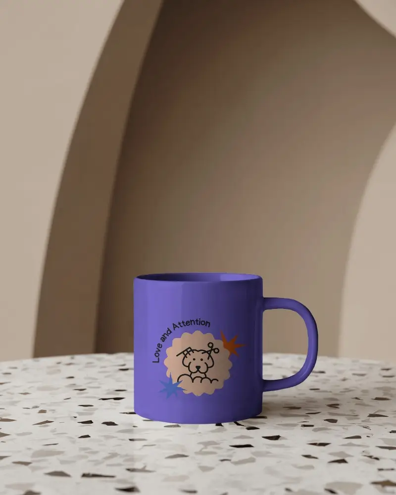 Ceramic Coffee Mug Mockup On Terrazzo Table With Arched Beige Backdrop And Soft Natural Light 0198