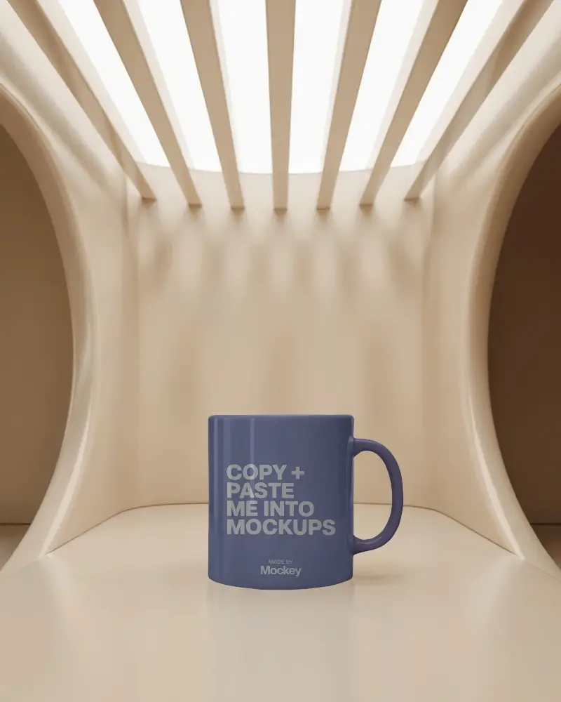 Modern Minimalist Ceramic Mug On Sleek Surface With Unique Ambient Lighting Design 0205