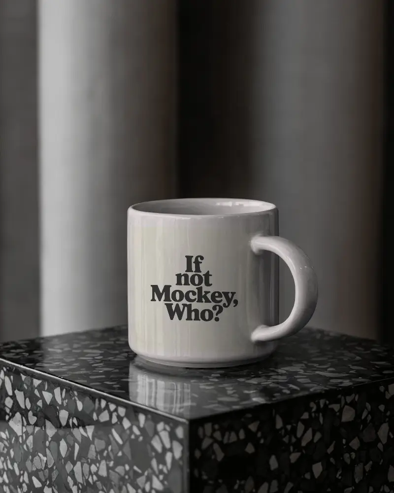 Ceramic Coffee Mug Mockup On Textured Surface With Soft Shadow Background For Design Display
