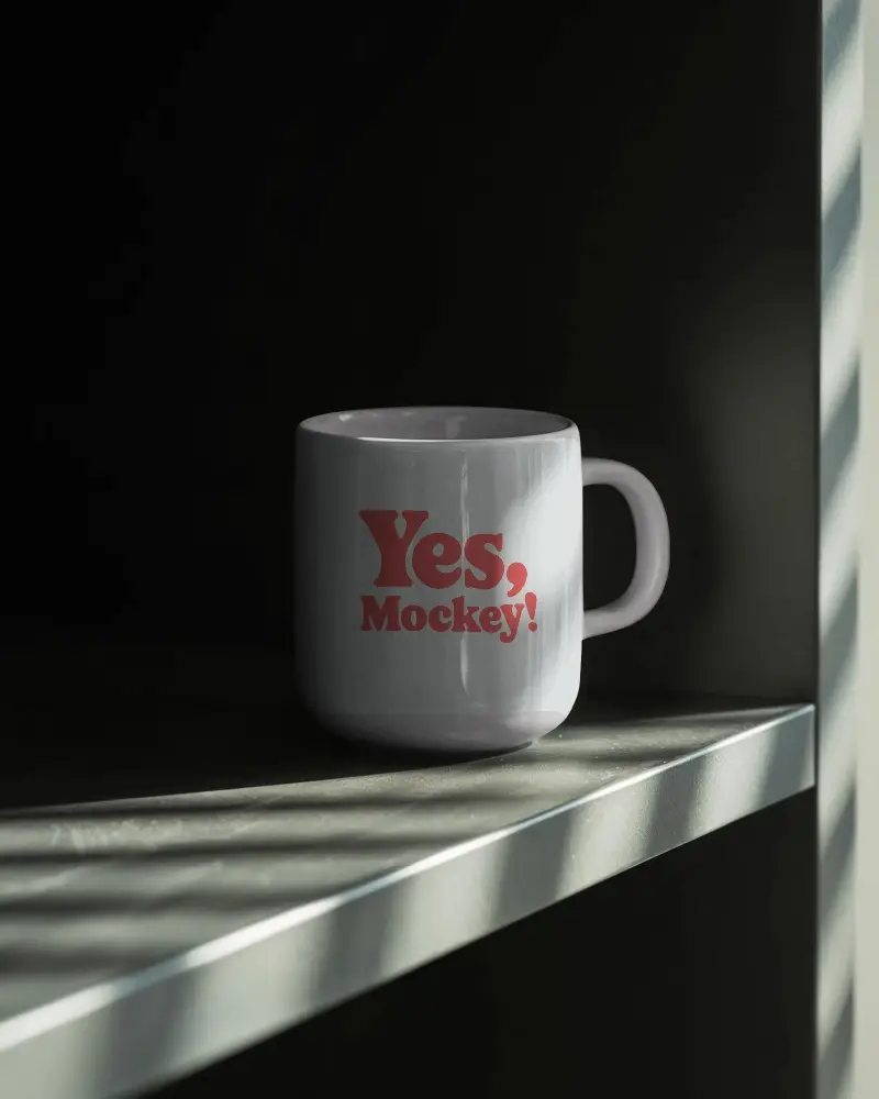 Sleek Simple Mug Mockup For Coffee Tea Or Hot Beverages Display On Stylish Shelf