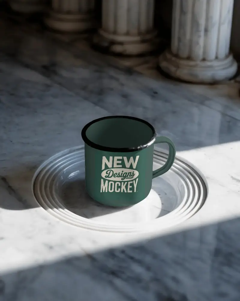 Stylish Minimalist Mug Mockup Marble Surface Perfect For Coffee Or Tea Branding Design