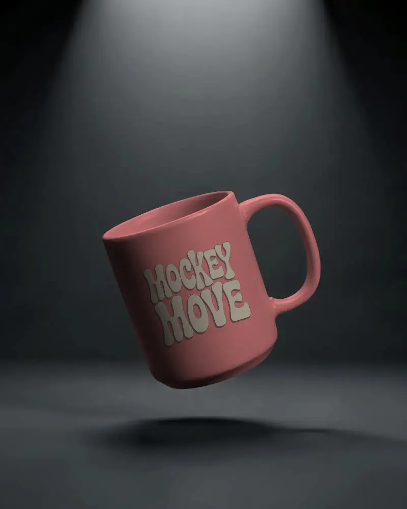 Isolated Smooth Surface Coffee Mug Mockup Floating In Studio Lighting For Design Display