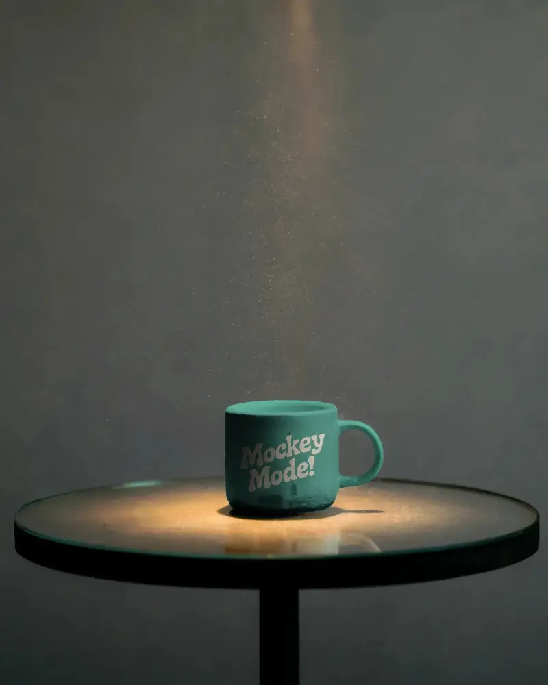 Modern Coffee Mug Mockup With Focus On Texture And Light On Transparent Tabletop Background