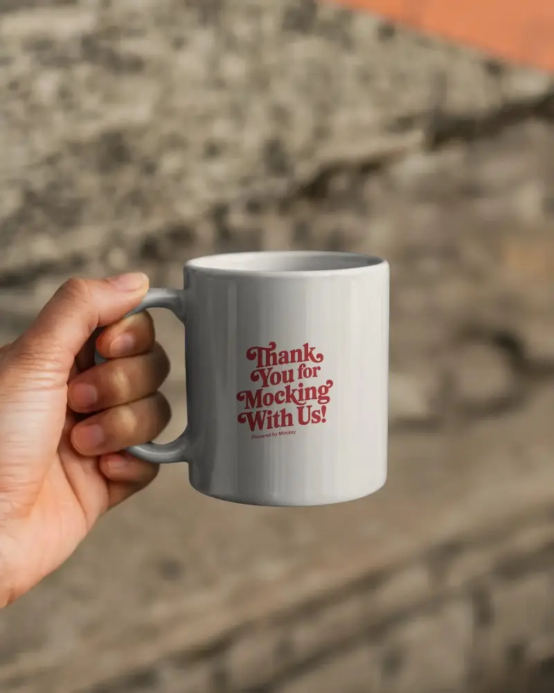 Hand Holding Simple Classic Coffee Mug Mockup Ceramic Drinkware For Hot Beverages