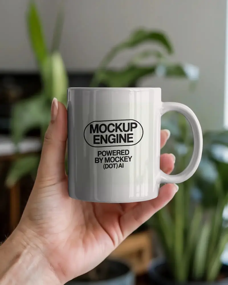 Hand Held Ceramic Coffee Mug Mockup Blank Design For Custom Printing And Branding