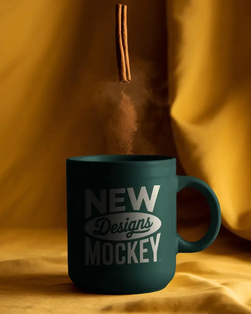 High Quality Ceramic Mug Mockup With Cinnamon Spice Effect For Custom Print Designs