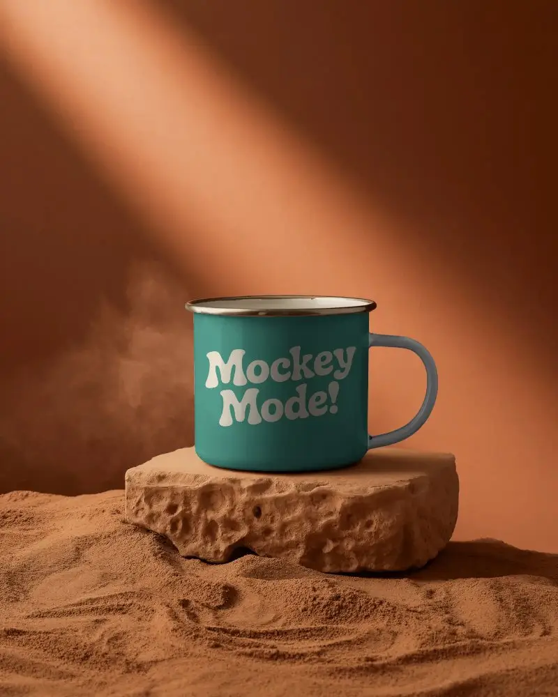 Vintage Metal Enamel Mug For Hot Drinks Professional Studio Photography Mockup