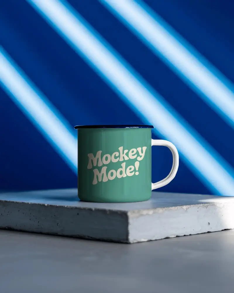 Simple Modern Metal Enamel Mug Mockup With Handle Ideal For Custom Logo Printing