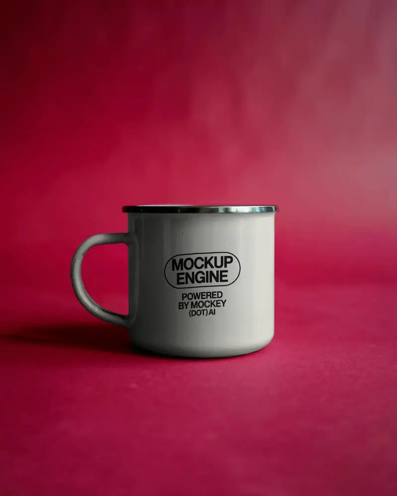 Durable Metallic Enamel Mug Mockup With Comfortable Handle And Rust Resistant Rim Design