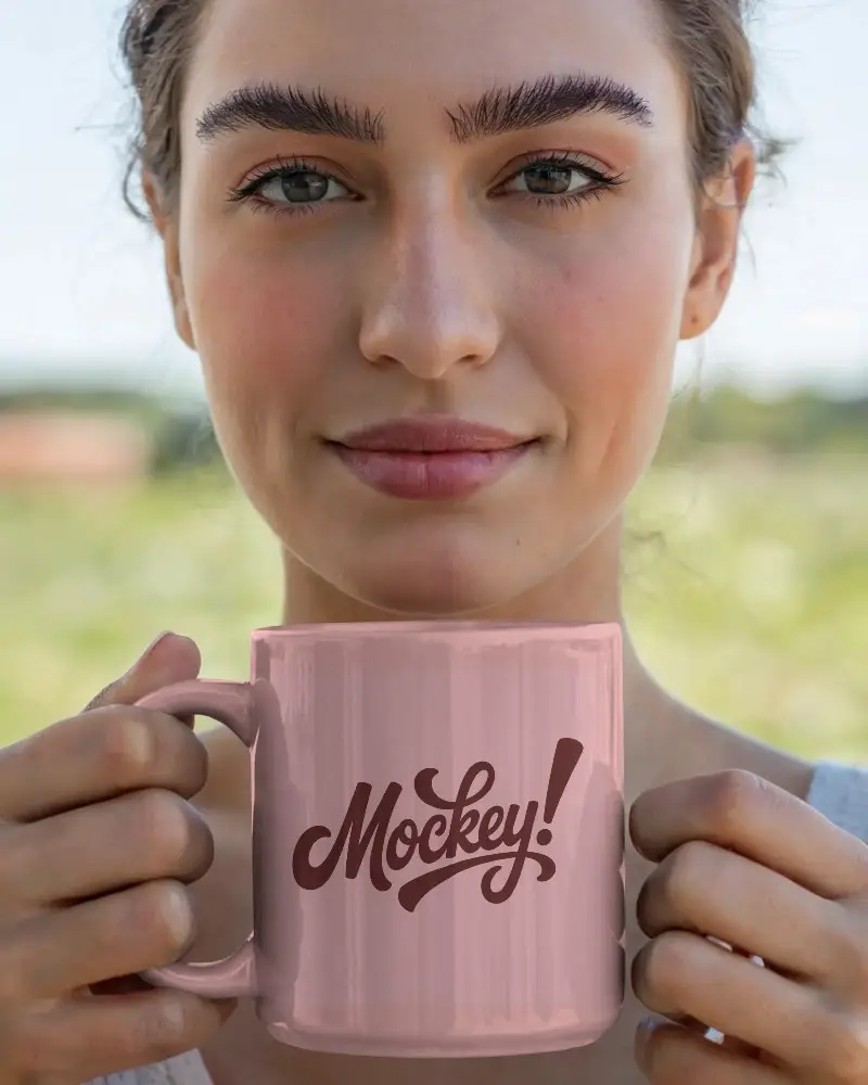 Realistic Mug Mockup Template In Hand For Branding And Promotional Use