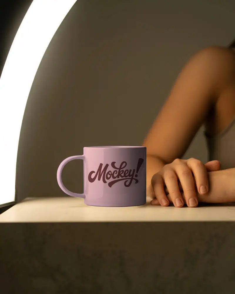 Cozy Minimalist Mug Mockup For Custom Coffee Cup Design Creative Display On Wooden Table