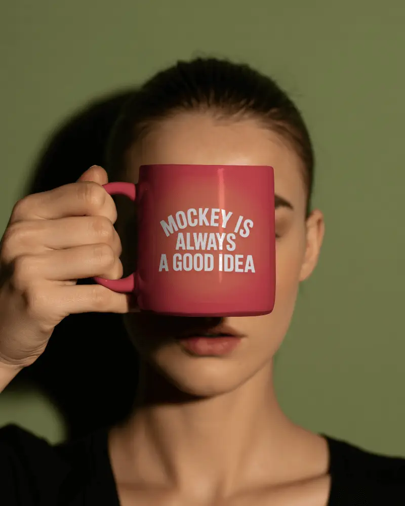 Soft Studio Light Mug Mockup Covering Face Minimal Modern Style