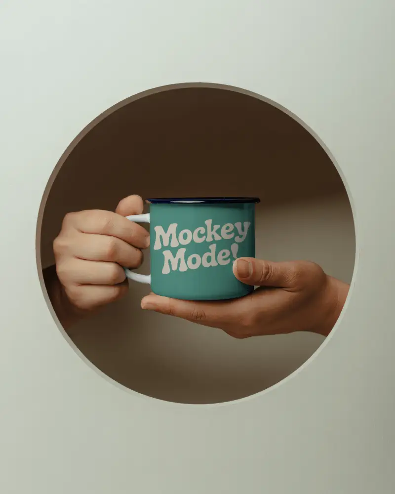 Circular Window Handoff Mug Mockup Clean Aesthetic Product Shot