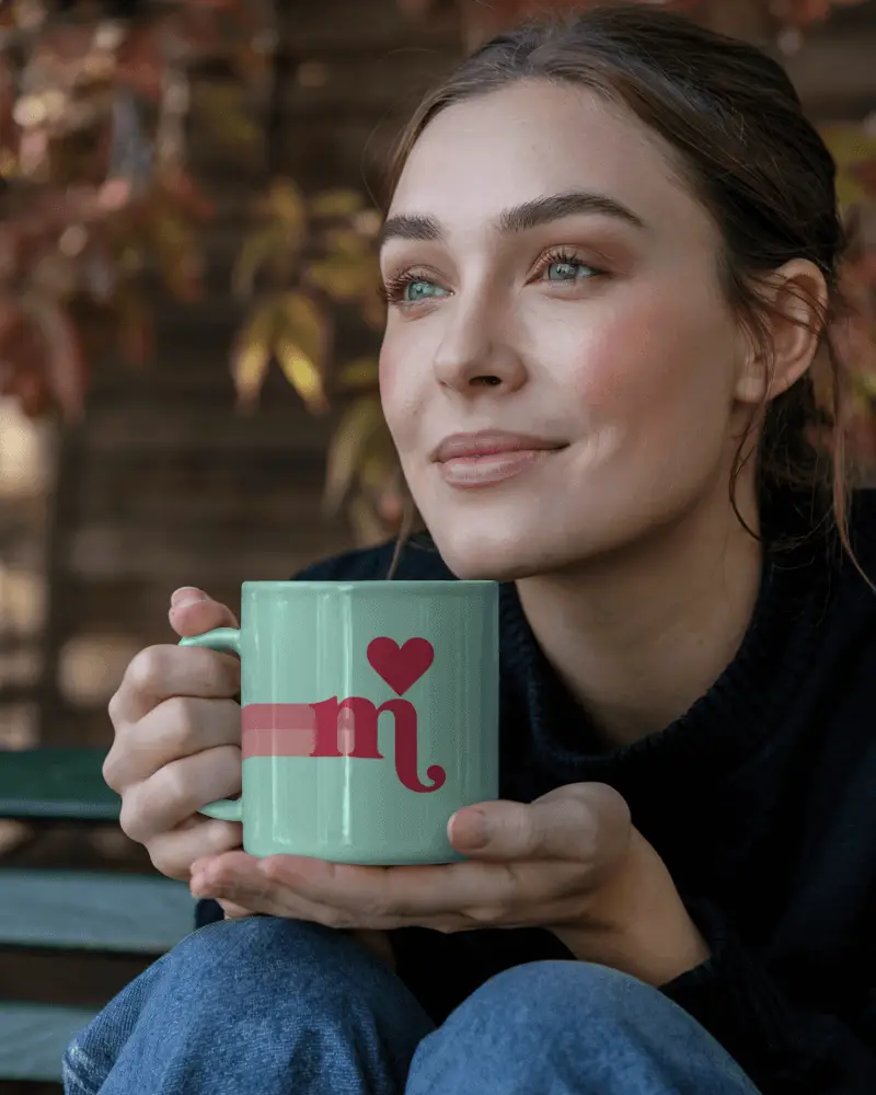 Cozy Outdoor Mug Mockup Woman Holding Cup In Warm Natural Light