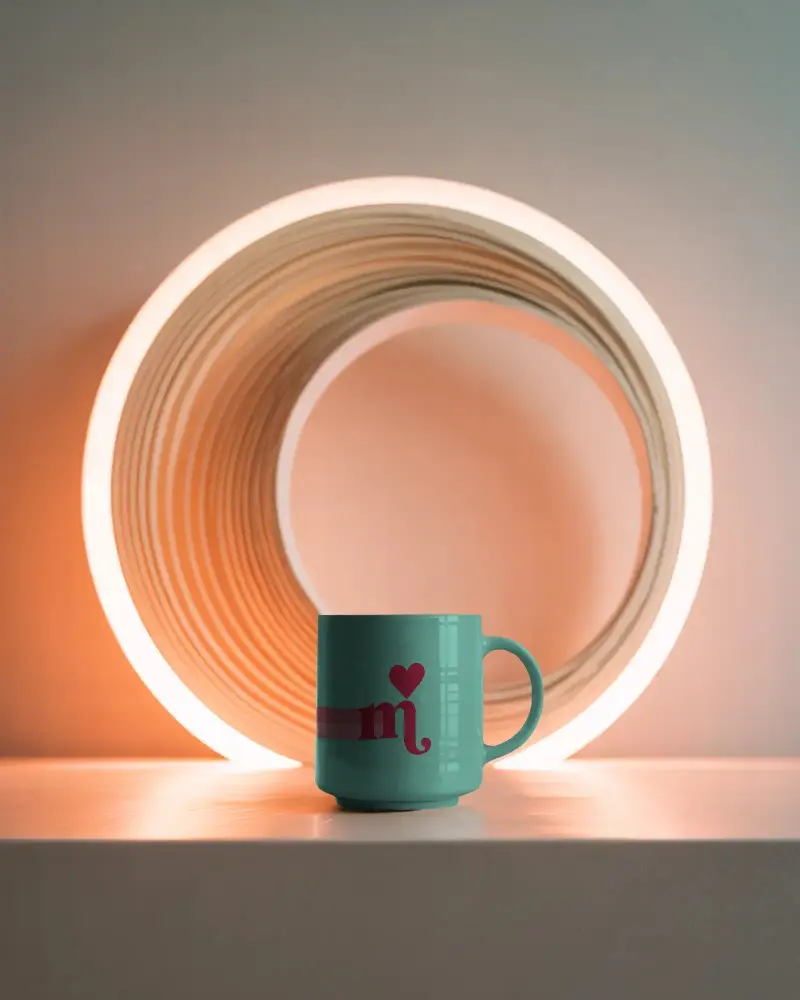 Modern Ceramic Coffee Mug Mockup With Smooth Texture And Simple Design Enhanced By Backlight