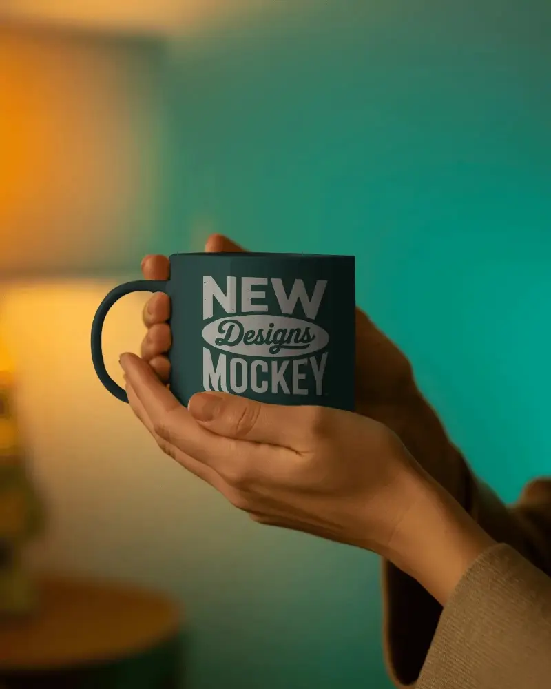 Stylish Minimalist Mug Mockup In Hand With Soft Indoor Lighting For Design Preview Use