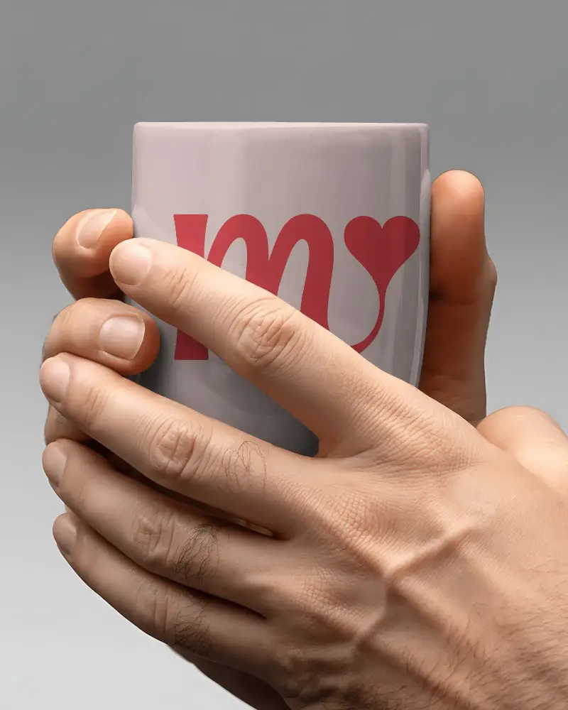 Realistic Closeup Hands Holding Ceramic Mug Mockup For Drinkware
