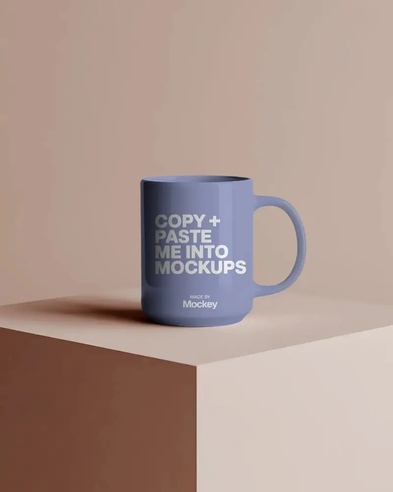 Simple Ceramic Coffee Mug Mockup Minimalist Geometric Pedestal For Branding And Promotion