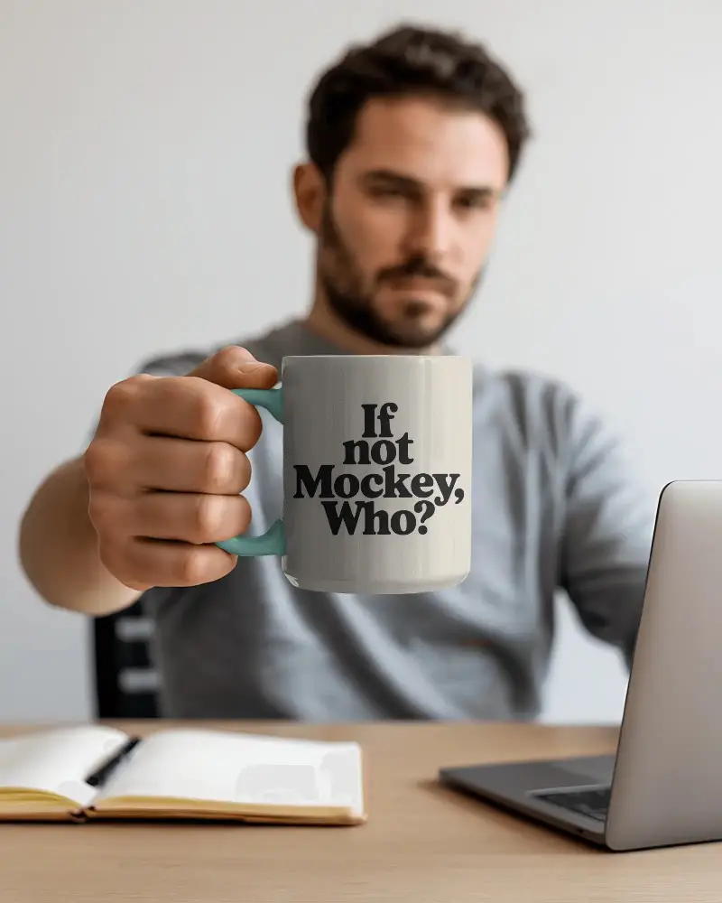 Ceramic Coffee Mug Mockup For Custom Design Presentation In Modern Home Office