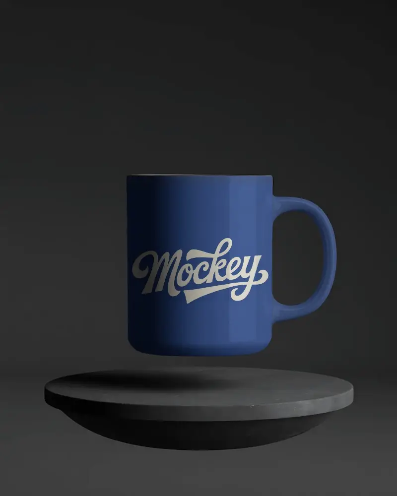 Premium Ceramic Drinkware Mug Mockup With Floating Effect On Simple Background