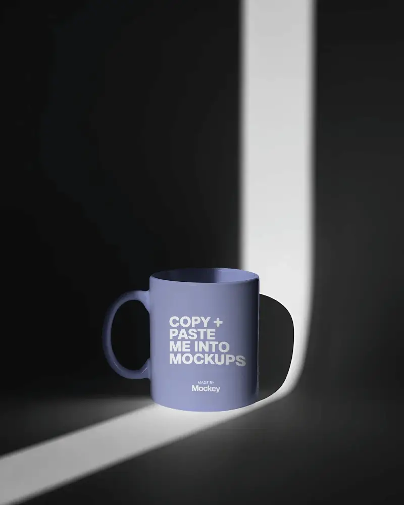 Ceramic Coffee Mug Mockup With Shadow Play For Custom Design Presentation And Branding Use