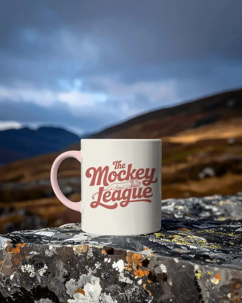 Blank Customizable Mug Mockup On Textured Rock Background Nature Themed Photo