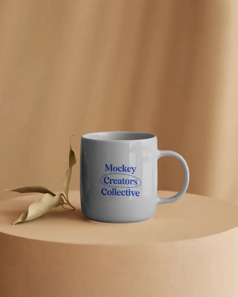 Modern Sleek Coffee Mug Mockup For Custom Design Presentation On Neutral Toned Background