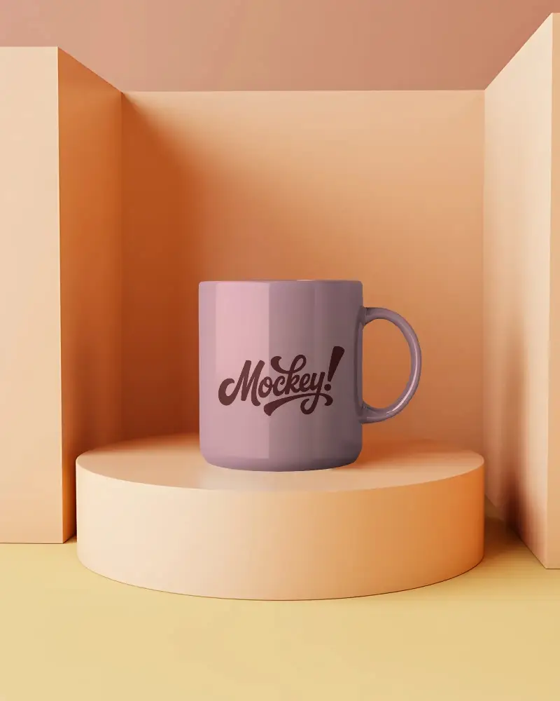 Stylish Durable Mug Mockup On Contemporary Abstract Background Ideal For Print