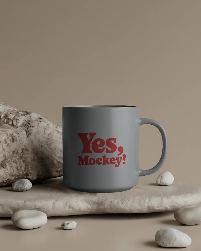 Premium Ceramic Mug Mockup For Custom Drinkware Designs On Natural Stone Surfaces