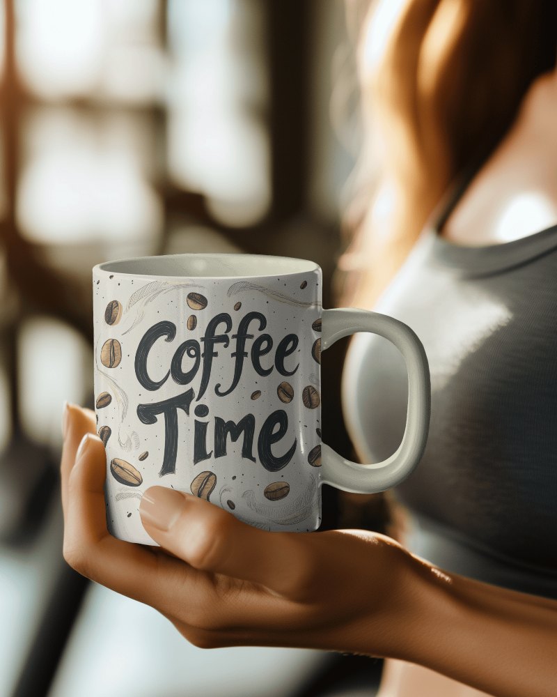 Woman With Coffee Time Mug Mockup Enjoying A Peaceful Morning
