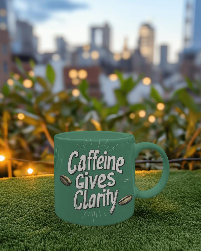 Outdoor Relaxation Caffeine Gives Clarity Mug Mockup With City Lights