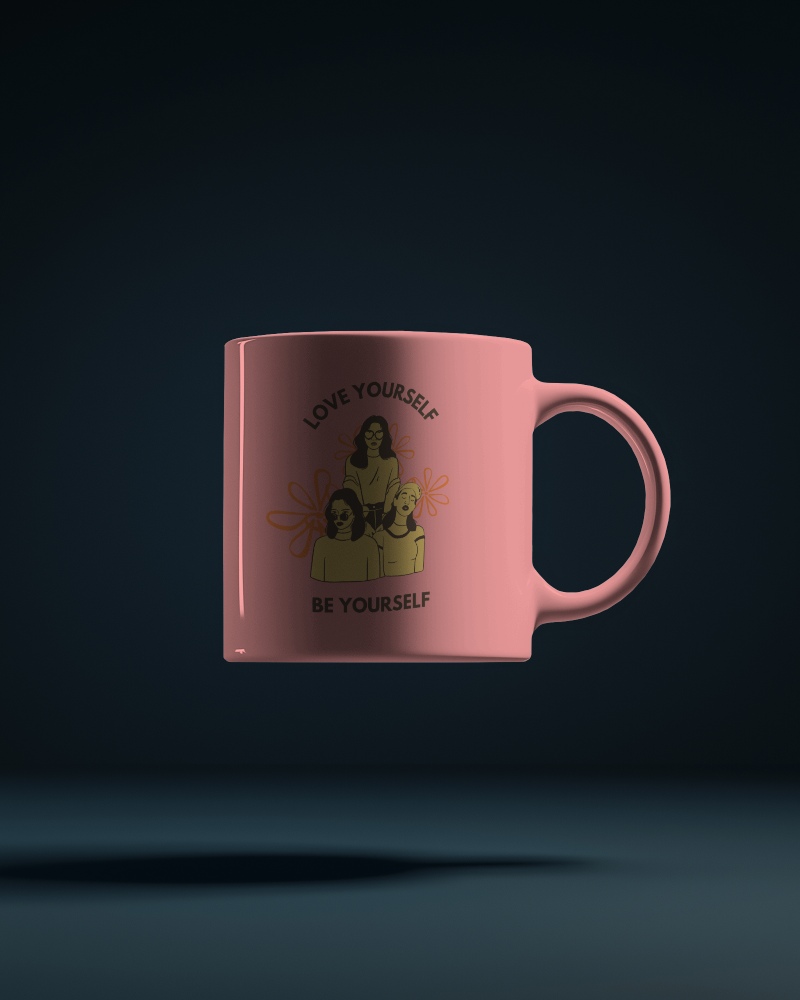 Vibrant Colorful Mug Mockup Floating On Soft Glowing Background Perfect For Creative Designs