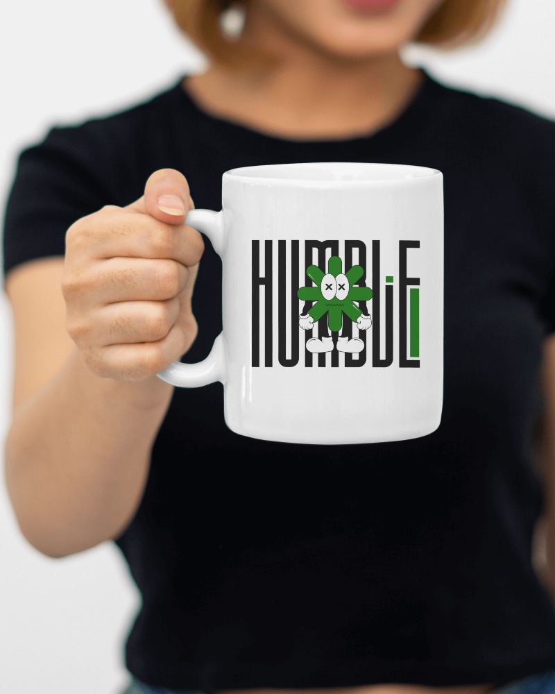Woman Holding Mug Mockup With Focus On Design