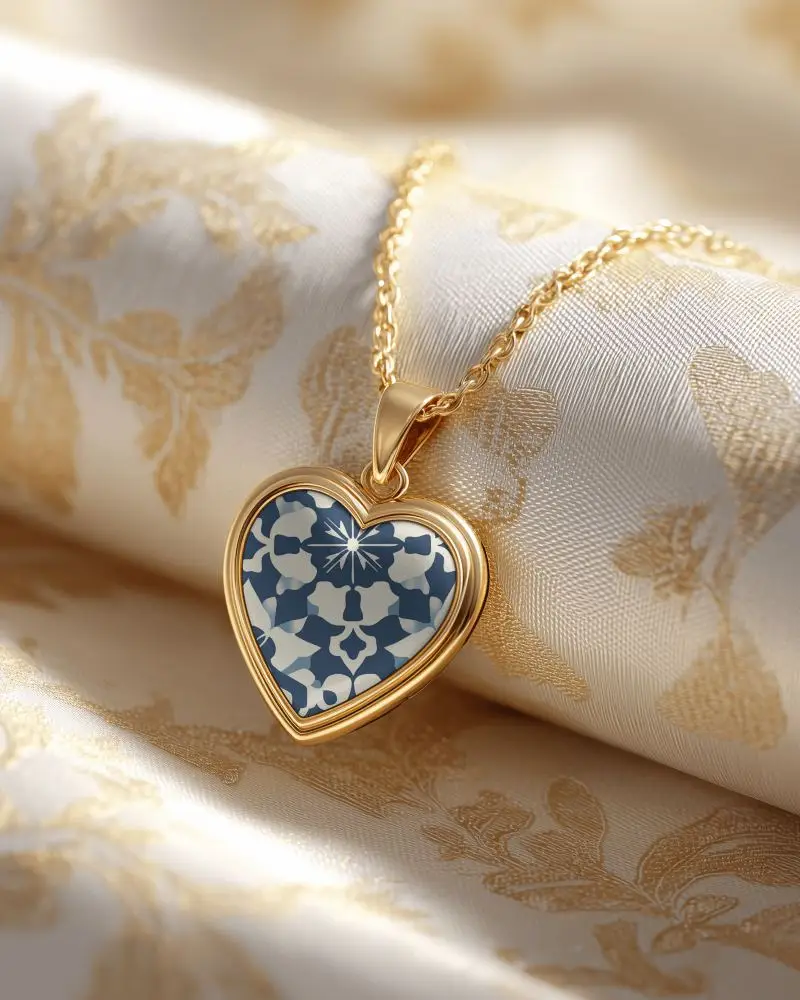 Delicate Heart Pendant Mockup On Chain Exquisite Gift Idea For Special Occasions And Romantic Dates
