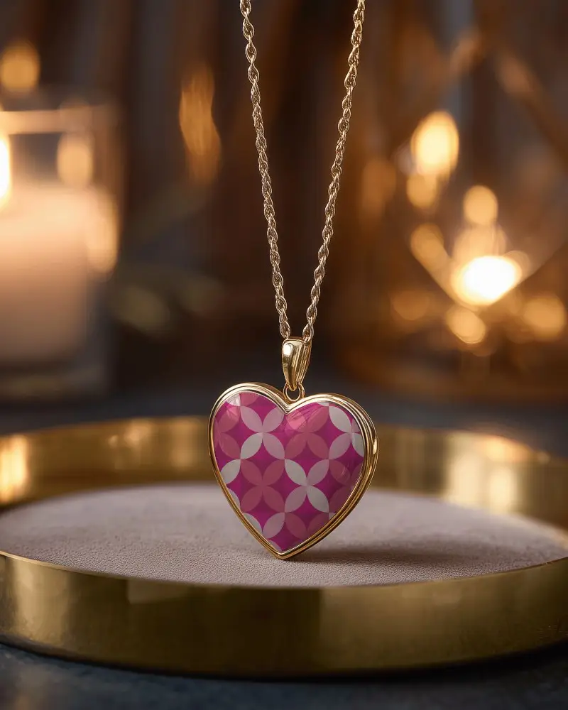 Luxurious Heart Pendant Necklace Mockup With Intricate Ideal For Fashion And Love Symbols