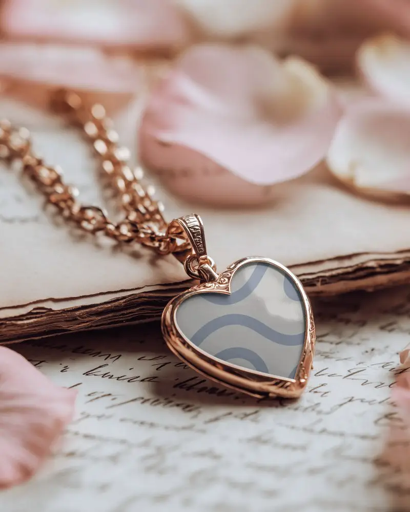 Delicate Heart Pendant Necklace Mockup On Ornate Background For Jewelry Marketing And Advertising
