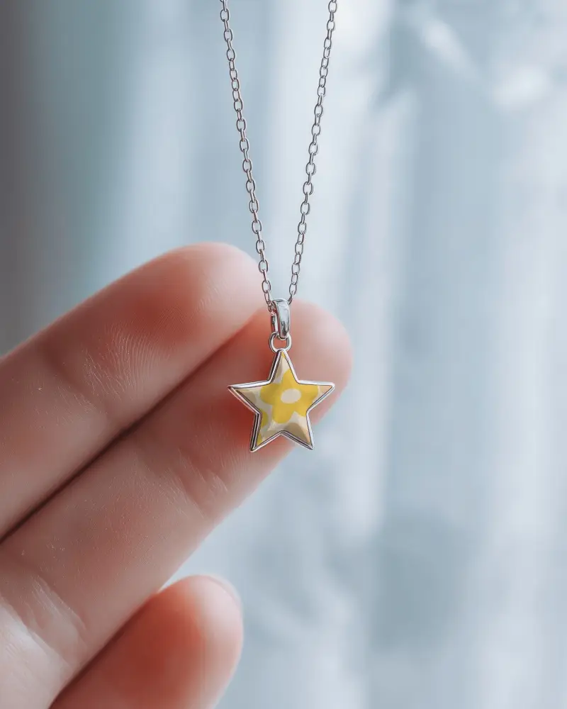 Dainty Star Pendant Necklace Mockup Elegant Minimalist Chain Accessory For Women And Gifts