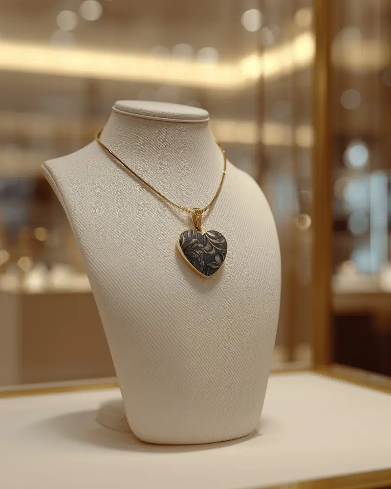 Sophisticated Necklace Mockup Heart Charm Decorative Display Jewelry Presentation Design