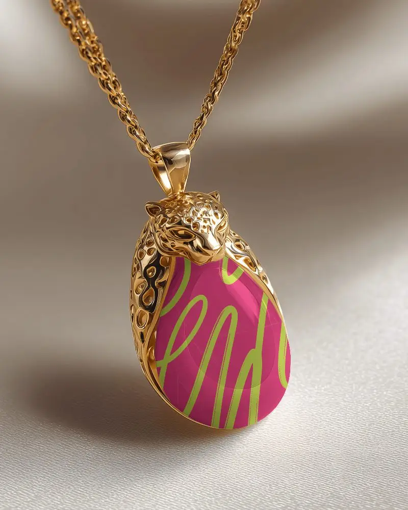 Luxurious Animal Shaped Pendant Necklace Mockup With Polished Stone Element Perfect For Gifting