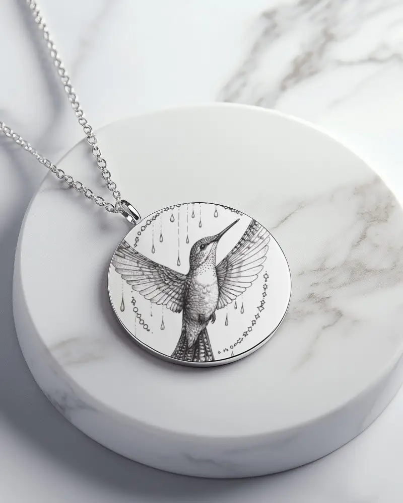 Round Pendant Necklace Mockup Minimal Marble Base Closeup Display In Studio Lighting