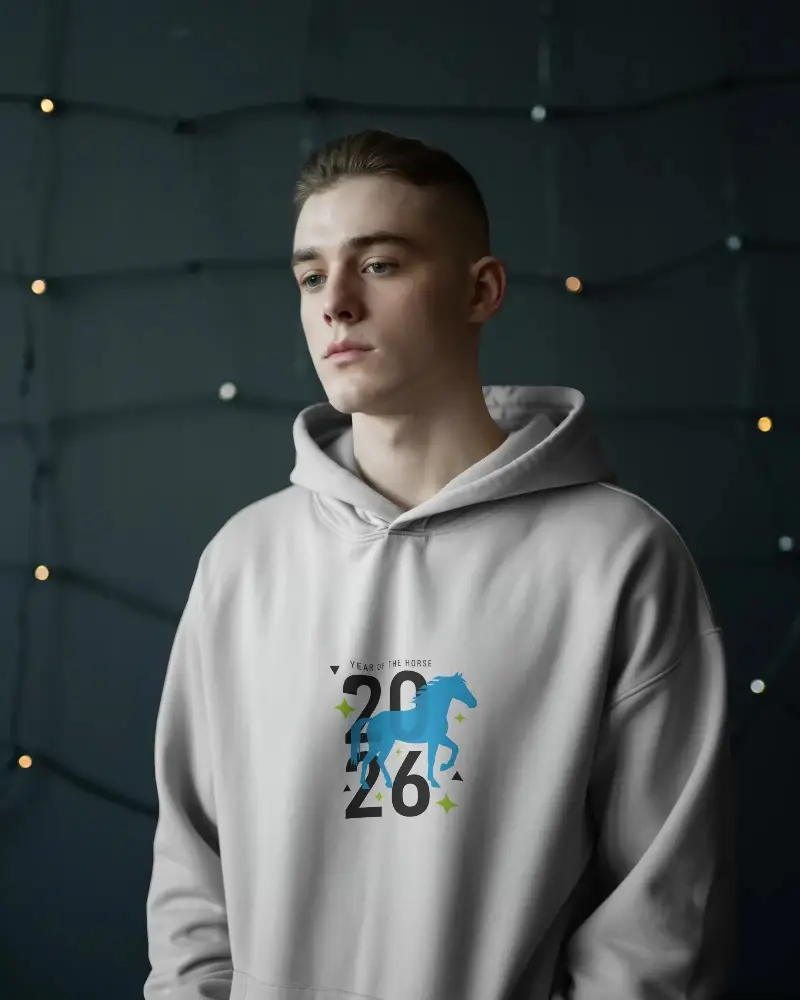 High Quality Minimalist Urban Hoodie Mockup For New Year Themed Clothing Designs