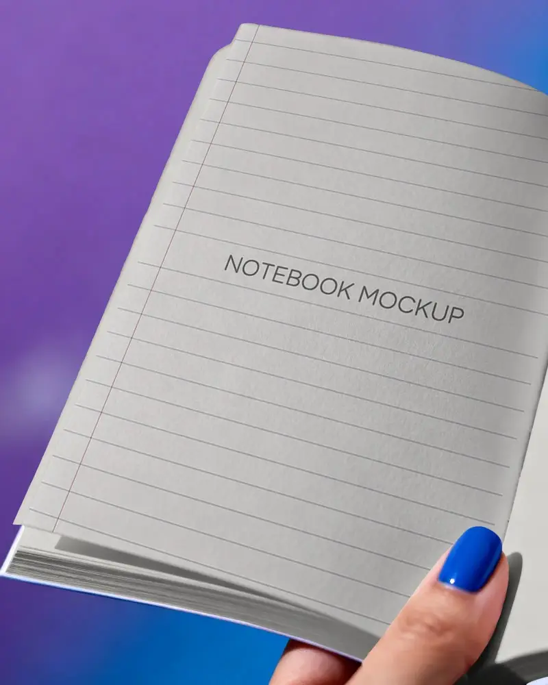 Blank Open Notebook Mockup For Digital Artwork And Design Presentation Use