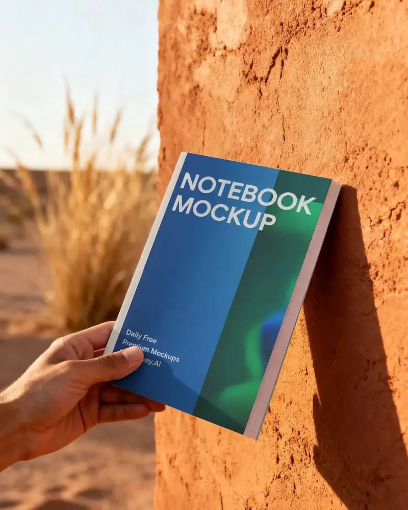 Minimalist Hardcover Notebook Mockup With Natural Texture Background For Branding