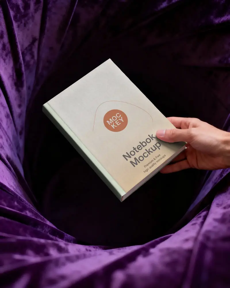 Premium Hardcover Notebook Mockup For Stationery And Book Design Presentations