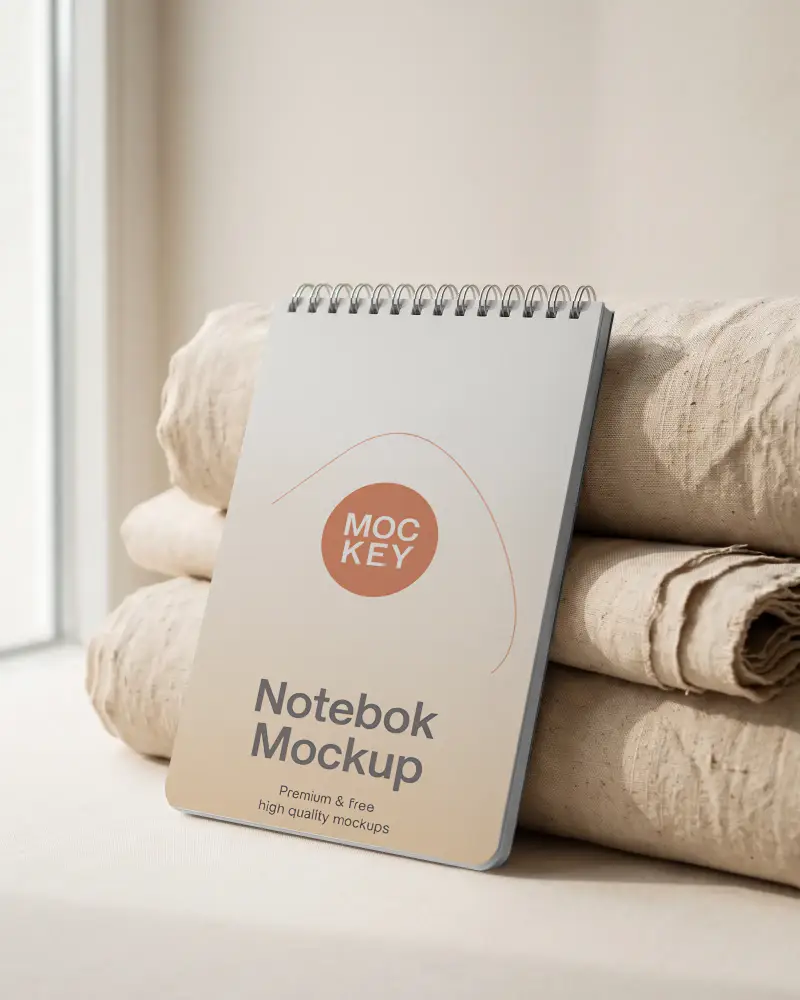 Spiral Bound Notebook Mockup With Blank Cover For Branding And Design Presentations