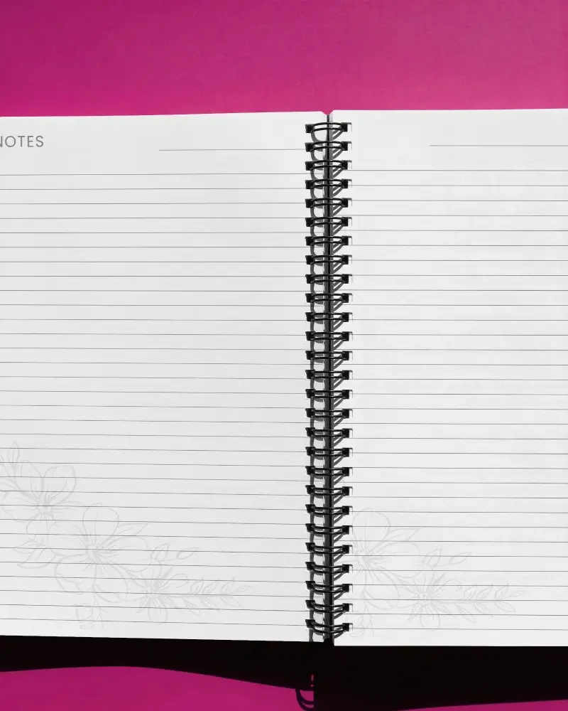 Blank Double Page Spiral Notebook Mockup For Digital Stationery Showcase And Design Presentation