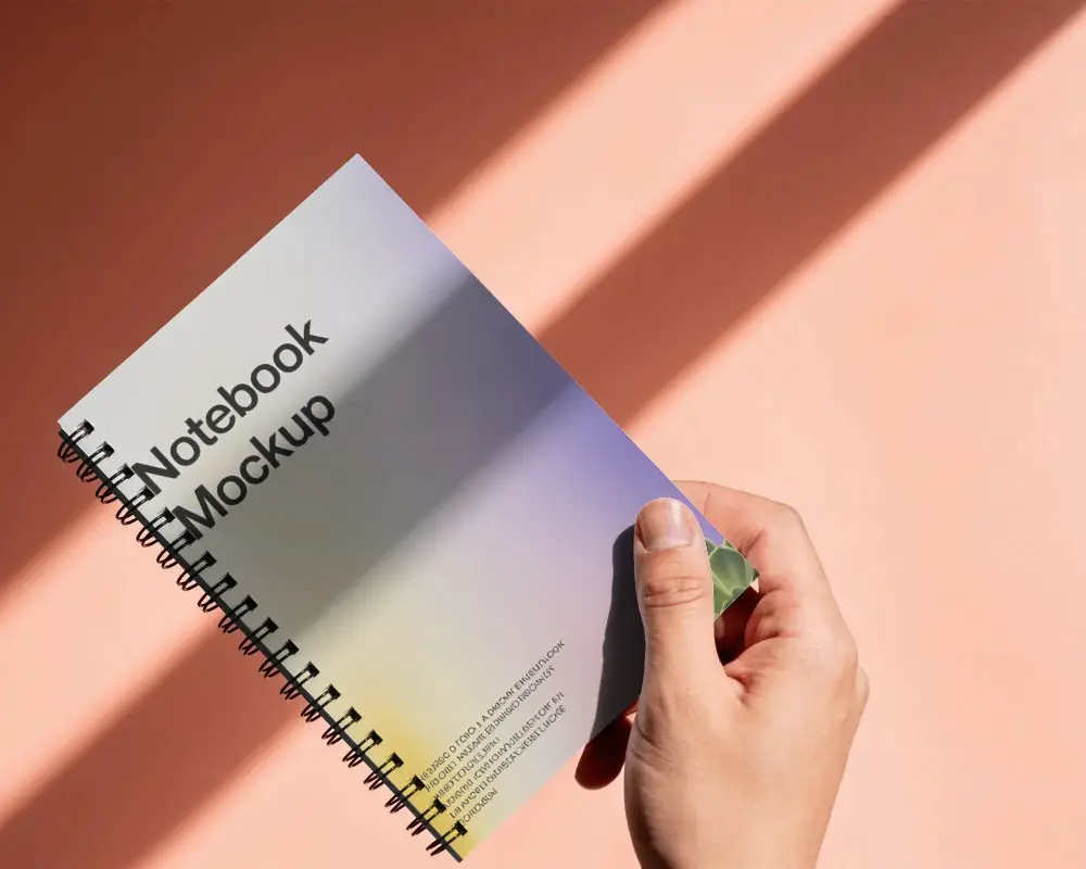 Spiral Bound Notebook Mockup Handheld Minimalist Clean Design For Stationery Presentations