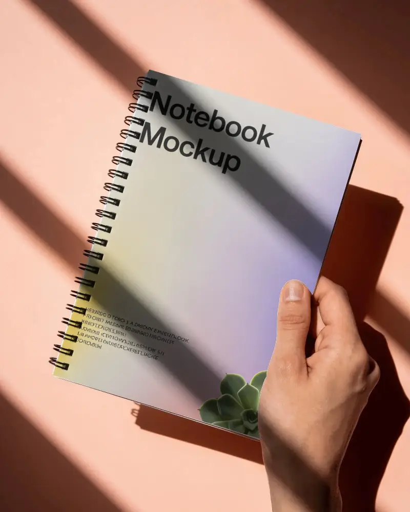 Realistic Notebook Mockup Spiral Bound Design In Hand Ideal For Journal And Sketchbook Promotions
